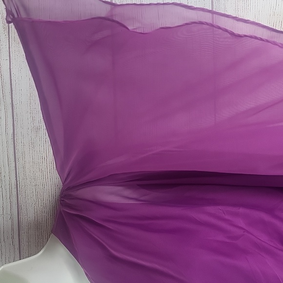 Tadashi Shoji fuschia column one shoulder gown sz 12 - Picture 3 of 16